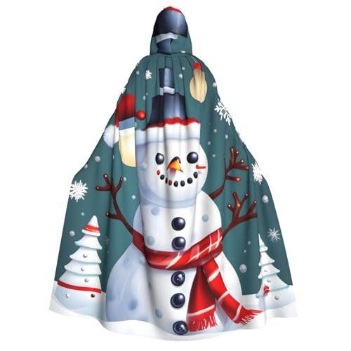 Longyiyi Unisex Erwachsene Party Karneval Cosplay Weihnachten Happy Snowmans Print Dekoration Umhang Halloween Kapuzenumhang von Longyiyi