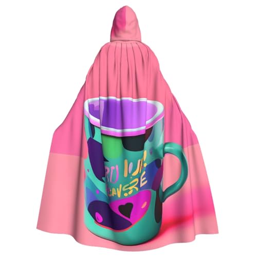 Longyiyi Unisex Robe Capes Erwachsene 90er Jahre Cup Design Druck Kapuzenumhang für Cosplay Halloween Tod Vampir Kostüme von Longyiyi