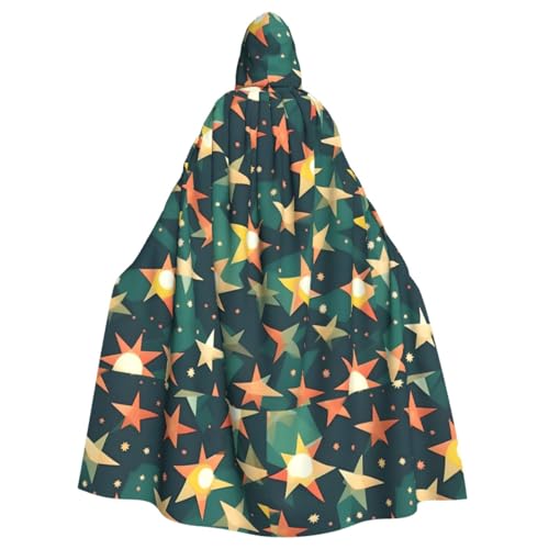 Longyiyi Unisex Robe Capes Erwachsene Atomic Stars Retro Muster Druck Kapuzenumhang für Cosplay Halloween Tod Vampir Kostüme von Longyiyi