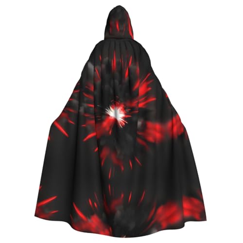 Longyiyi Unisex Robe Capes Erwachsene Explosion Burst Rot Schwarz Druck Kapuzenumhang für Cosplay Halloween Tod Vampir Kostüme von Longyiyi