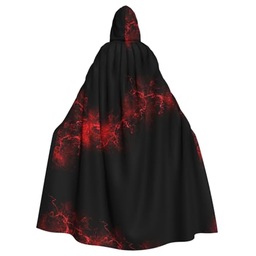 Longyiyi Unisex Robe Capes Erwachsene Explosion Burst Rot Schwarz Druck Kapuzenumhang für Cosplay Halloween Tod Vampir Kostüme von Longyiyi