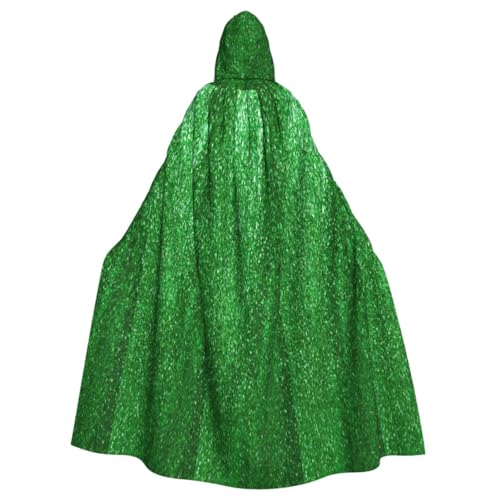 Longyiyi Unisex Robe Capes Erwachsene Grün Pailletten Funkeln Druck Kapuzenumhang für Cosplay Halloween Tod Vampir Kostüme von Longyiyi