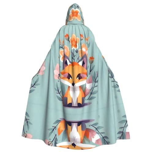 Longyiyi Unisex Robe Capes Erwachsene Niedlich Tier Fuchs Blumen Druck Kapuzenumhang für Cosplay Halloween Tod Vampir Kostüme von Longyiyi