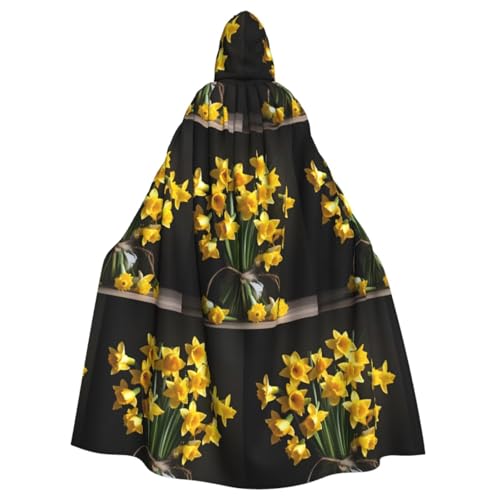 Longyiyi Unisex Roben Capes Adult Bouquet of Narzissen Druck Kapuzenumhang für Cosplay Halloween Tod Vampir Kostüme von Longyiyi