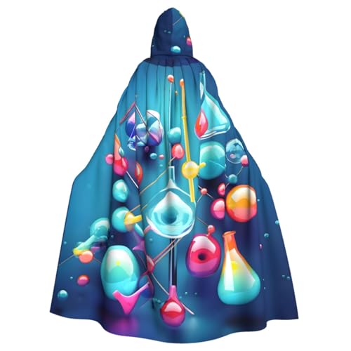 Longyiyi Unisex Roben Capes Erwachsene Abstrakte Wissenschaft Chemie Illustration 3D Druck Kapuzenumhang für Cosplay Halloween Tod Vampir Kostüme von Longyiyi