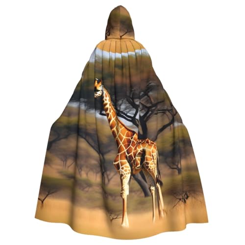 Longyiyi Unisex Roben Capes Erwachsene Afrika Giraffe Majestätischer Baumdruck Kapuzenumhang für Cosplay Halloween Tod Vampir Kostüme von Longyiyi