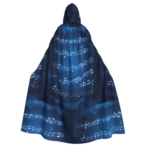 Longyiyi Unisex Roben Capes Erwachsene Blau Musiknoten Druck Kapuzenumhang für Cosplay Halloween Tod Vampir Kostüme von Longyiyi