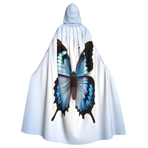 Longyiyi Unisex Roben Capes Erwachsene Blau Schmetterling Druck Kapuzenumhang für Cosplay Halloween Tod Vampir Kostüme von Longyiyi