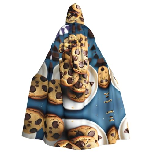 Longyiyi Unisex Roben Capes Erwachsene Cookies Food Chocolate Chips Kekse Druck Kapuzenumhang für Cosplay Halloween Tod Vampir Kostüme von Longyiyi