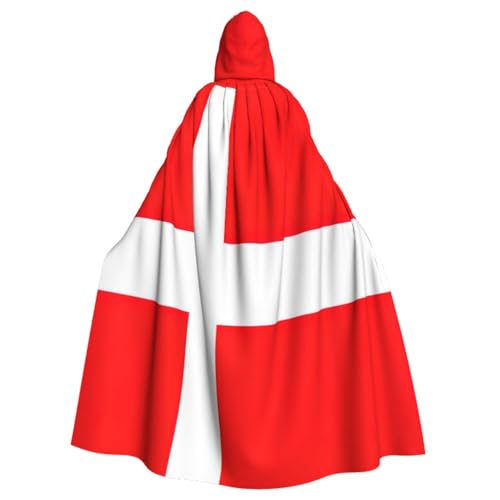 Longyiyi Unisex Roben Capes Erwachsene Dänemark Dänische Flagge Druck Kapuzenumhang für Cosplay Halloween Tod Vampir Kostüme von Longyiyi