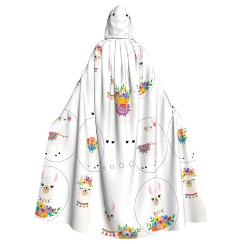 Longyiyi Unisex Roben Capes Erwachsene Lama Print Hooded Cloak für Cosplay Halloween Tod Vampir Kostüme von Longyiyi