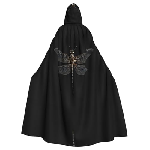 Longyiyi Unisex Roben Capes Erwachsene Libelle Schwarz Druck Kapuzenumhang für Cosplay Halloween Tod Vampir Kostüme von Longyiyi