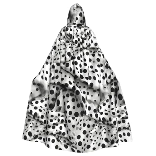 Longyiyi Unisex Roben Capes Erwachsene Schwarz Polka Dot Print Kapuzenumhang für Cosplay Halloween Tod Vampir Kostüme von Longyiyi