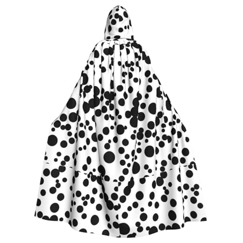 Longyiyi Unisex Roben Capes Erwachsene Schwarz & Weiß Big Dot Print Kapuzenumhang für Cosplay Halloween Tod Vampir Kostüme von Longyiyi