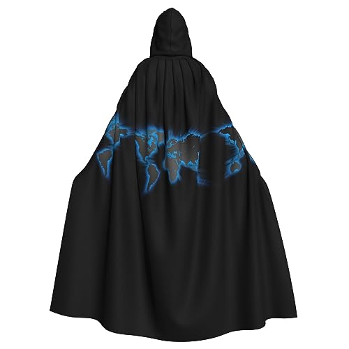 Longyiyi Unisex Roben Capes Erwachsene Weltkarte Druck Kapuzenumhang für Cosplay Halloween Tod Vampir Kostüme von Longyiyi