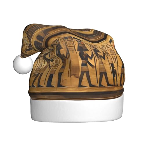 Longyiyi Weihnachtsmütze für Erwachsene, Plüsch, dekorativ, ägyptische Hieroglyphen, Unisex, Weihnachtsmannmütze für Weihnachtszubehör von Longyiyi