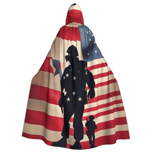 Longzehao Uni Bademäntel Capes Erwachsene Soldaten Militär USA patriotischer Tag der Erinnerung Druck Kapuzenmantel für Halloween Kostüme von Longzehao