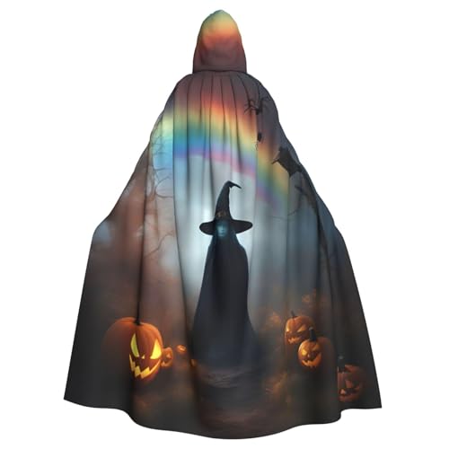 Longzehao Uni Bademäntel Erwachsene Umhänge Regenbogen Halloween Geist Hexe Hut Spinnen Print Kapuzenmantel Cosplay Kostüm Halloween von Longzehao