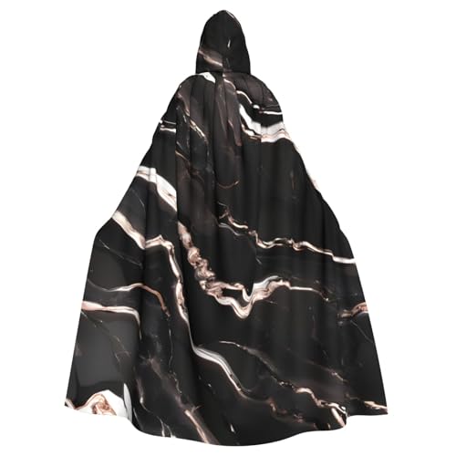 Longzehao Uni Kleidung Umhänge Erwachsene Schwarz Roségold Marmor Print Mantel mit Kapuze für Cosplay Halloween Karneval Kostüme von Longzehao