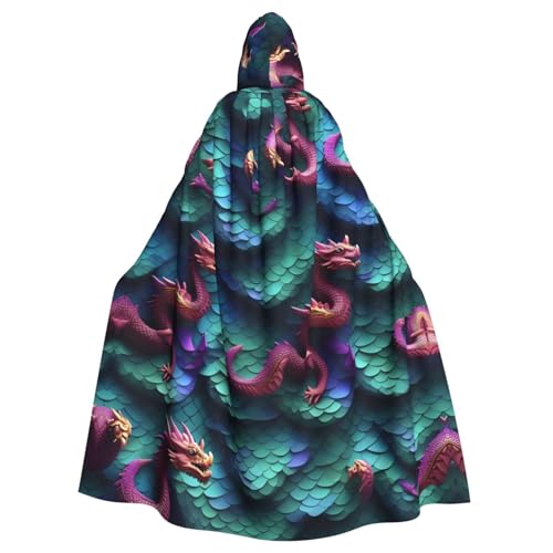 Longzehao Uni Robe Capes Erwachsene 3D Magical Dragon Scales Pattern Print Hooded Cloak for Cosplay Halloween Carnival Costume von Longzehao