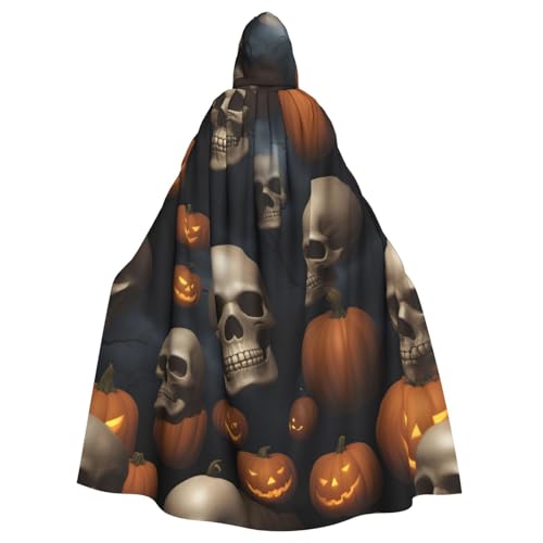 Longzehao Uni Robe Capes Erwachsene Halloween Totenkopf Druck Kapuzenumhang für Cosplay Halloween Karneval Kostüme von Longzehao