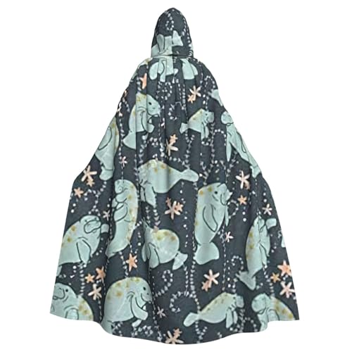 Longzehao Uni Robe Capes Erwachsene Seekuh Tiere Druck Kapuzenumhang für Cosplay Halloween Karneval Kostüme von Longzehao