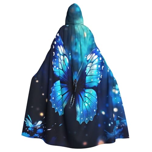 Longzehao Uni Roben Capes Erwachsene Blaue Sterne Schmetterling 1 Print Kapuze Mantel für Cosplay Halloween Karneval Kostüme von Longzehao