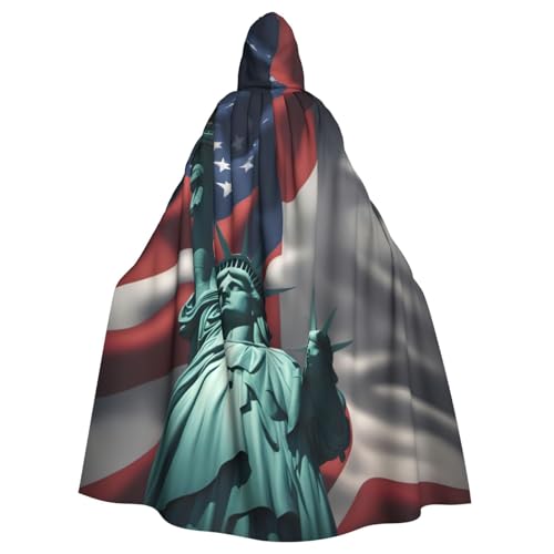 Longzehao Uni Roben Capes Erwachsene Freiheitsstatue Flagge Druck Kapuzenumhang für Cosplay Halloween Karneval Kostüme von Longzehao