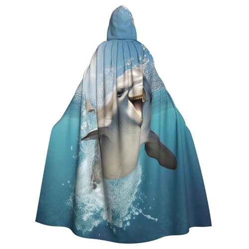 Longzehao Uni Roben Capes Erwachsene Lustige Tiere Delphin Print Kapuze Mantel für Cosplay Halloween Karneval Kostüme von Longzehao