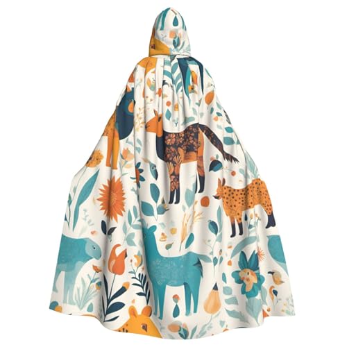 Longzehao Uni Roben Capes Erwachsene Süße Blumen Tier Muster 1 Print Kapuze Mantel für Cosplay Halloween Karneval Kostüme von Longzehao