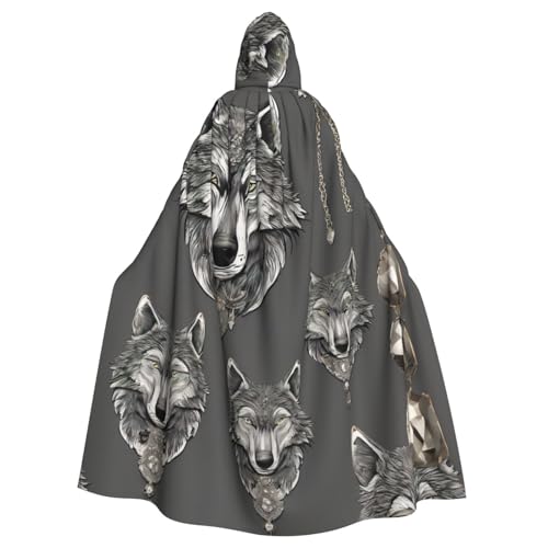 Longzehao Uni Roben Capes Erwachsene Wolf Motive Accessor02 Print Hooded Cloak for Cosplay Halloween Carnival Costumes von Longzehao