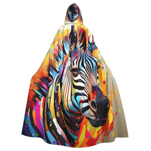 Longzehao Uni Roben Umhänge Erwachsene Abstrakte Tier Zebra Print Kapuze Mantel für Cosplay Halloween Karneval Kostüme von Longzehao