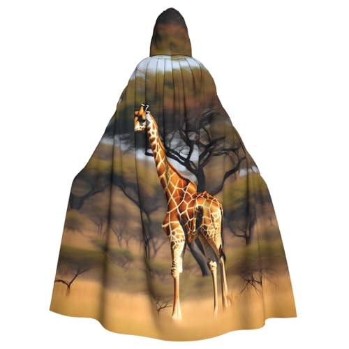 Longzehao Uni Roben Umhänge Erwachsene Afrika Giraffe Majestätische Baum Print Kapuze Mantel für Cosplay Halloween Karneval Kostüme von Longzehao