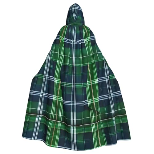 Longzehao Uni Roben Umhänge Erwachsene Blau Scottish Tartan Print Kapuze Mantel für Cosplay Halloween Karneval Kostüme von Longzehao