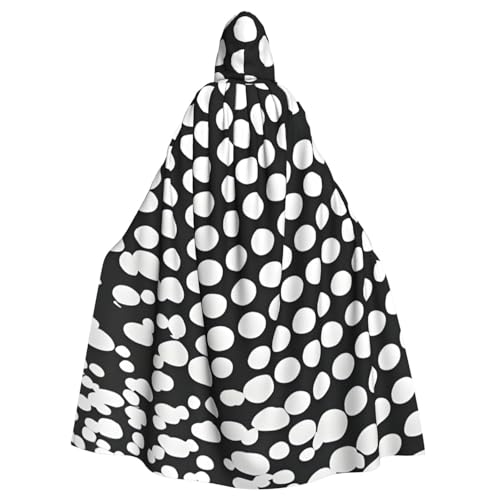 Longzehao Uni Roben Umhänge Erwachsene Schwarz Weiß Polka Dots Muster Druck Kapuze Mantel für Cosplay Halloween Karneval Kostüme von Longzehao