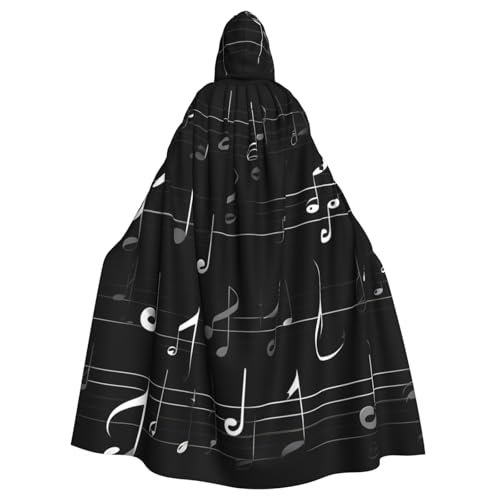 Longzehao Uni Roben Umhänge Erwachsene Schwarze Musik Notizen Druck Kapuze Mantel für Cosplay Halloween Karneval Kostüme von Longzehao