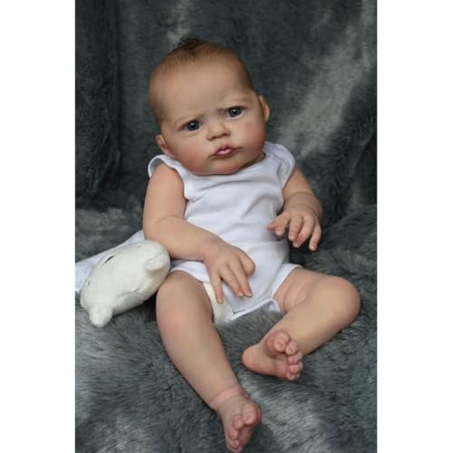 Lonian 19 Zoll 48cm Neugeborenes Baby Lebensechte Reborn Baby Puppe Echt aussehende gewichtete Reborn Mädchen Puppe für Kinder Alter 3 (Weiß) von Lonian