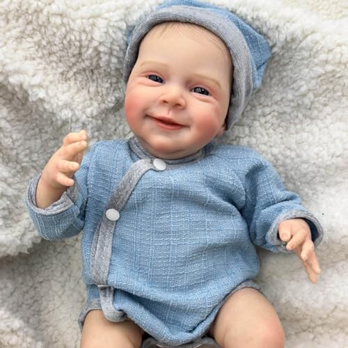 Lonian Reborn Baby Puppen, die echt Aussehen 19 Zoll neugeborenes Baby Junge weiches Silikon Vinyl lebensechte Baby Puppen mit Schnuller + Flasche von Lonian