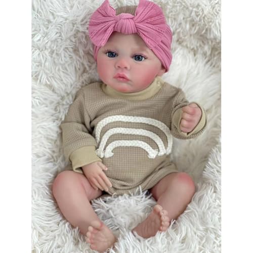 Lonian Reborn Baby Puppen 17 Zoll Reborn Puppen Realistische Neugeborenes Baby Puppen Soft Body Poseable Full Vinyl Body Girl Like a Lifelike Baby mit Fütterung Kit (Braun) von Lonian