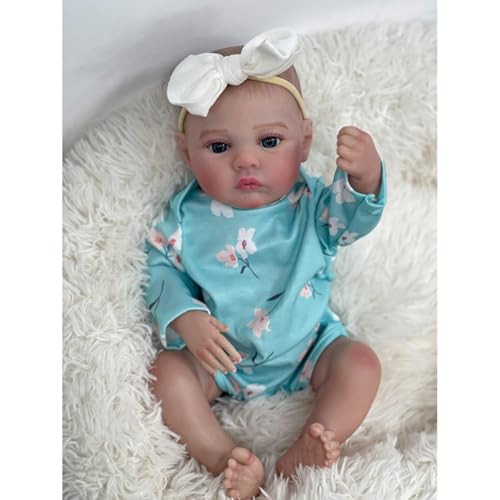 Lonian Reborn Baby Puppen 17 Zoll Reborn Puppen Realistische Neugeborenes Baby Puppen Soft Body Poseable Full Vinyl Body Girl Like a Lifelike Baby mit Fütterung Kit (Grün) von Lonian