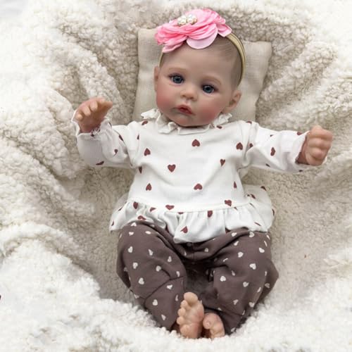 Lonian Reborn Baby Puppen - 18 Zoll realistisch-neugeborenes Baby Puppen Mädchen weichen Körper Real Life Baby Puppen mit Fütterung Kit für Kinder ab 3 Jahren (Körper aus Baumwolle) von Lonian