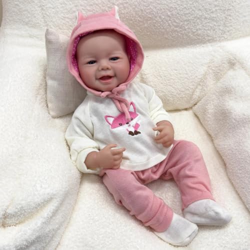 Lonian Reborn-Baby-Puppen 19 Zoll Reborn-Puppen Realistische Neugeborenen-Baby-Puppen Weicher Körper Poseable Full Vinyl Body Girl Like a Lifelike Baby with Feeding Kit (B) von Lonian