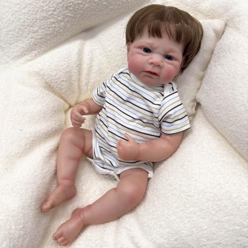 Lonian Reborn-Baby-Puppen 19 Zoll lebensechte Baby-Puppe Real Life Baby-Puppen, die Real Vinyl Boy Body Newborn Baby Puppen Badespielzeug Aussehen von Lonian