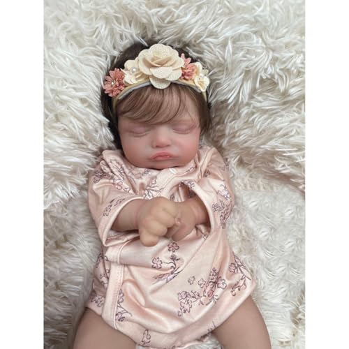 Lonian Reborn Dolls Girl - 18-Zoll handgefertigte realistische Baby-Puppen voller Vinyl-Körper mit Spielzeug-Zubehör, Reborn-Puppen wie EIN lebensechtes Baby (schlafendes Baby) (Rosa) von Lonian