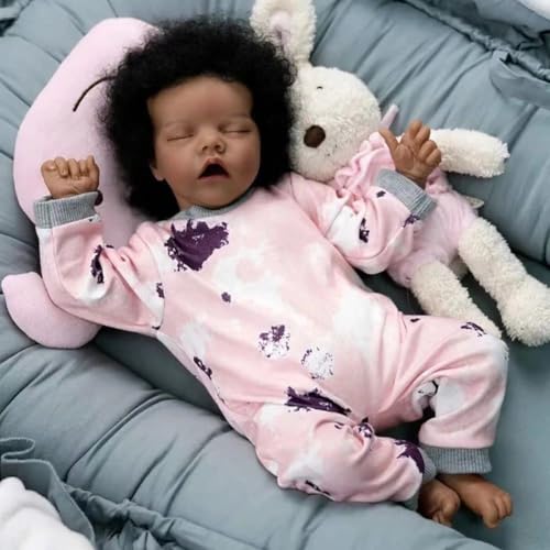 Lonian Reborn Dolls Girl - 18 Zoll weiche realistische Puppe, lebensechte handgefertigte afrikanische Neugeborene Babypuppe, die echt aussieht mit Zubehör Kinder ab 3 Jahren (A) von Lonian