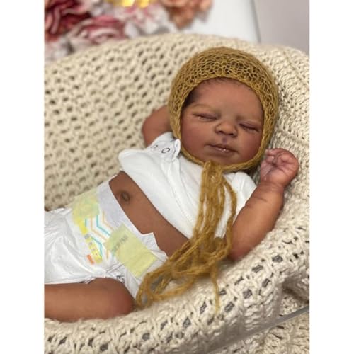 Lonian Reborn Dolls Girl - 18 Zoll weiche realistische Puppe, lebensechte handgefertigte afrikanische Neugeborene Babypuppe, die echt aussieht mit Zubehör Kinder ab 3 Jahren (B) von Lonian