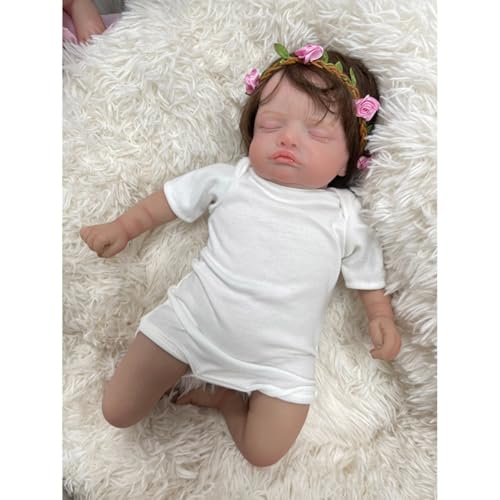 Lonian Reborn Mädchen Puppe- 18 Zoll Realistische Neugeborenen Puppen Weiches Silikon Baby Puppe mit Kleidung und Spielzeug Zubehör (Körper aus Baumwolle) von Lonian