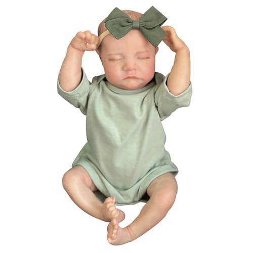 Lonian Reborn-Puppe, 18 Zoll, 48 cm, Ganzkörper-Vinyl-Silikon-Babypuppe, Junge, anatomisch korrekt, handbemaltes Haar, realistisches Spielzeug, Geschenk für Kinder ab 3 Jahren (Grün) von Lonian