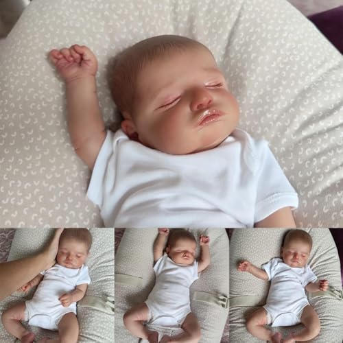 Lonian Reborn Puppen 19 Zoll Handmade Realistic Baby Dolls Soft Cloth Body mit Spielzeug Zubehör, Reborn Baby Puppen wie EIN lebensechtes Baby (schlafendes Baby) (weiß) von Lonian