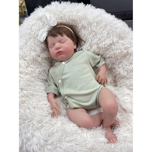 Lonian Reborn Puppen 19 Zoll Reborn niedliche Mädchen Weichheit Körper lebensecht Neugeborenes Baby Puppen schlafen Puppen mit Kleidung und Spielzeug Zubehör (Grün) von Lonian